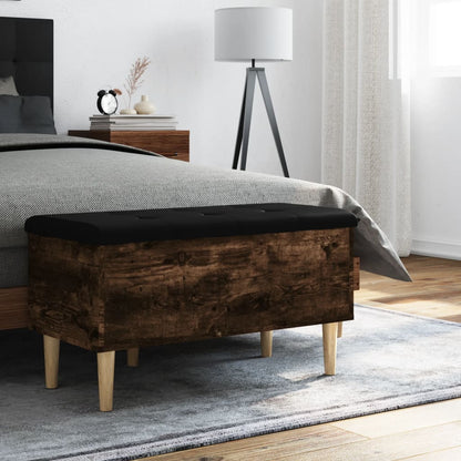 Smoked Oak Storage Bench 82x42x46 cm - Engineered Wood