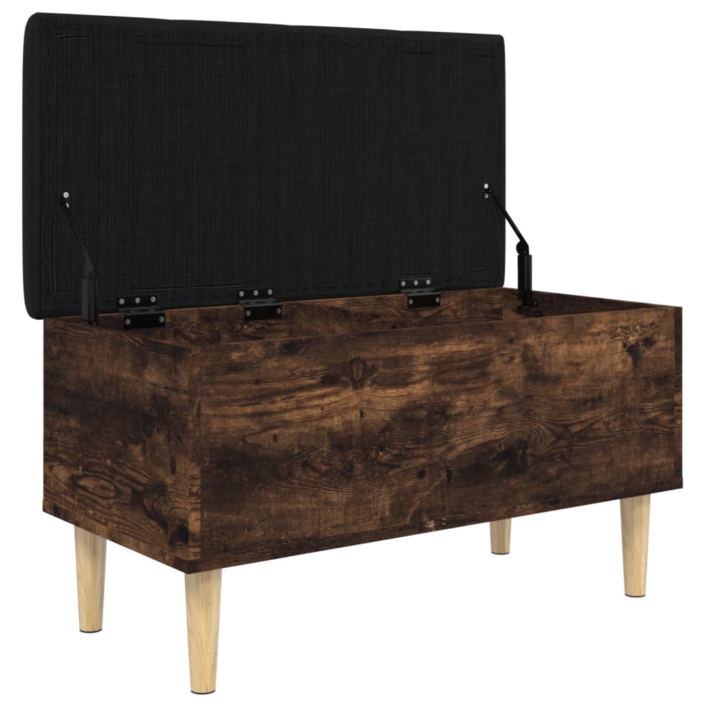 Smoked Oak Storage Bench 82x42x46 cm - Engineered Wood