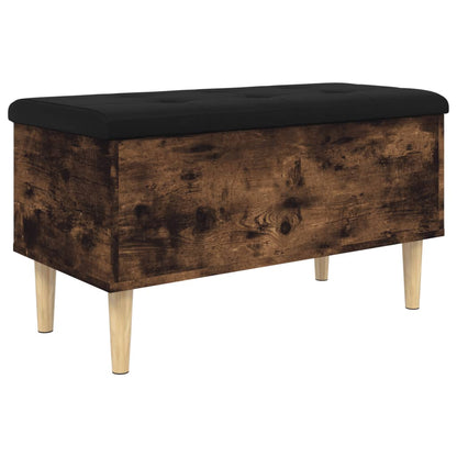 Smoked Oak Storage Bench 82x42x46 cm - Engineered Wood
