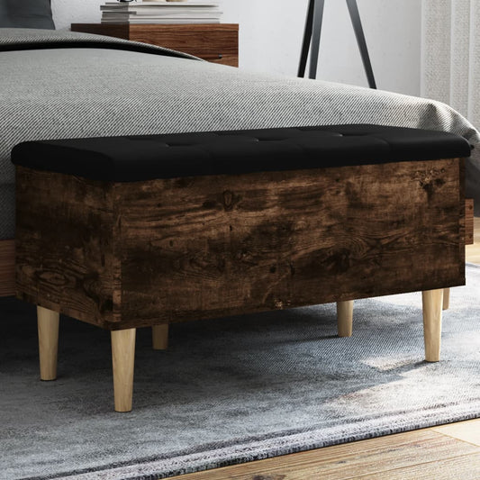 Smoked Oak Storage Bench 82x42x46 cm - Engineered Wood