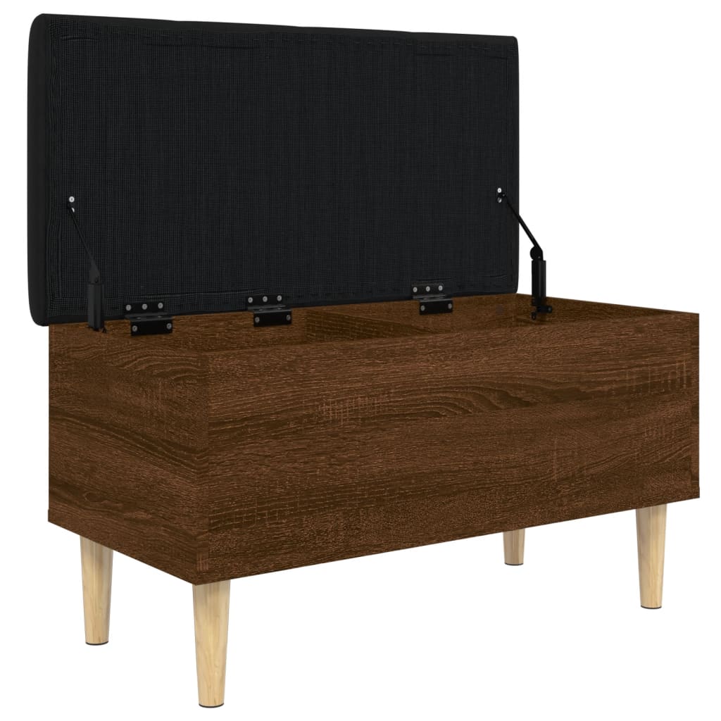 Brown Oak Storage Bench - 82x42x46 cm - Engineered Wood