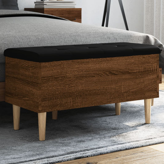 Brown Oak Storage Bench - 82x42x46 cm - Engineered Wood