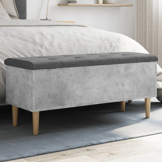 Concrete Grey Storage Bench, 102x42x46 cm, Durable Engineered Wood