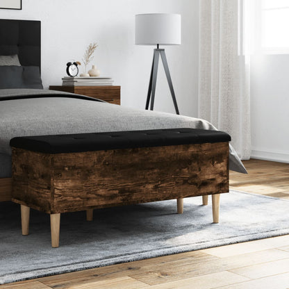 Smoked Oak Storage Bench, 102x42x46 cm, Engineered Wood