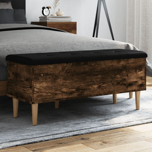 Smoked Oak Storage Bench, 102x42x46 cm, Engineered Wood
