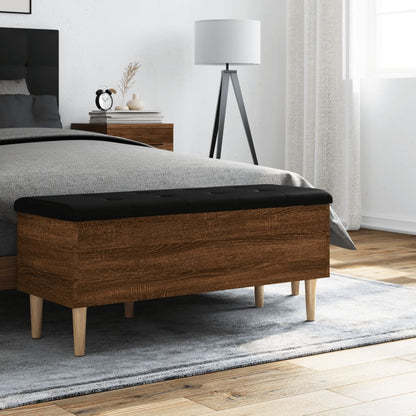 Brown Oak Storage Bench 102x42x46 cm | Engineered Wood