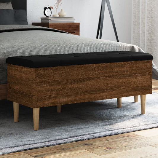 Brown Oak Storage Bench 102x42x46 cm | Engineered Wood