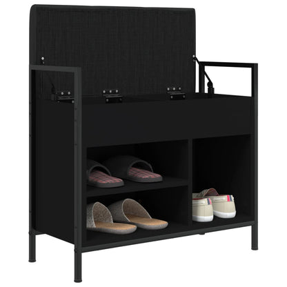 Black Engineered Wood Shoe Bench 65.5x32x57.5 cm Organizer