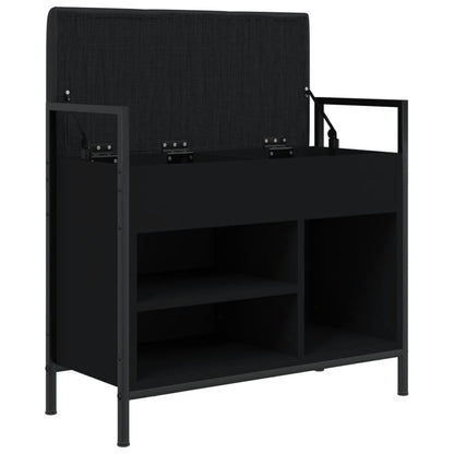 Black Engineered Wood Shoe Bench 65.5x32x57.5 cm Organizer