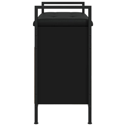 Black Engineered Wood Shoe Bench 65.5x32x57.5 cm Organizer