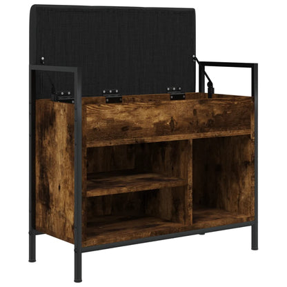 Compact Smoked Oak Shoe Bench - Engineered Wood 65.5x32x57.5 cm