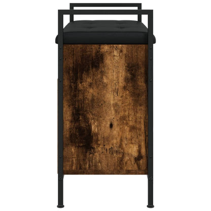 Compact Smoked Oak Shoe Bench - Engineered Wood 65.5x32x57.5 cm