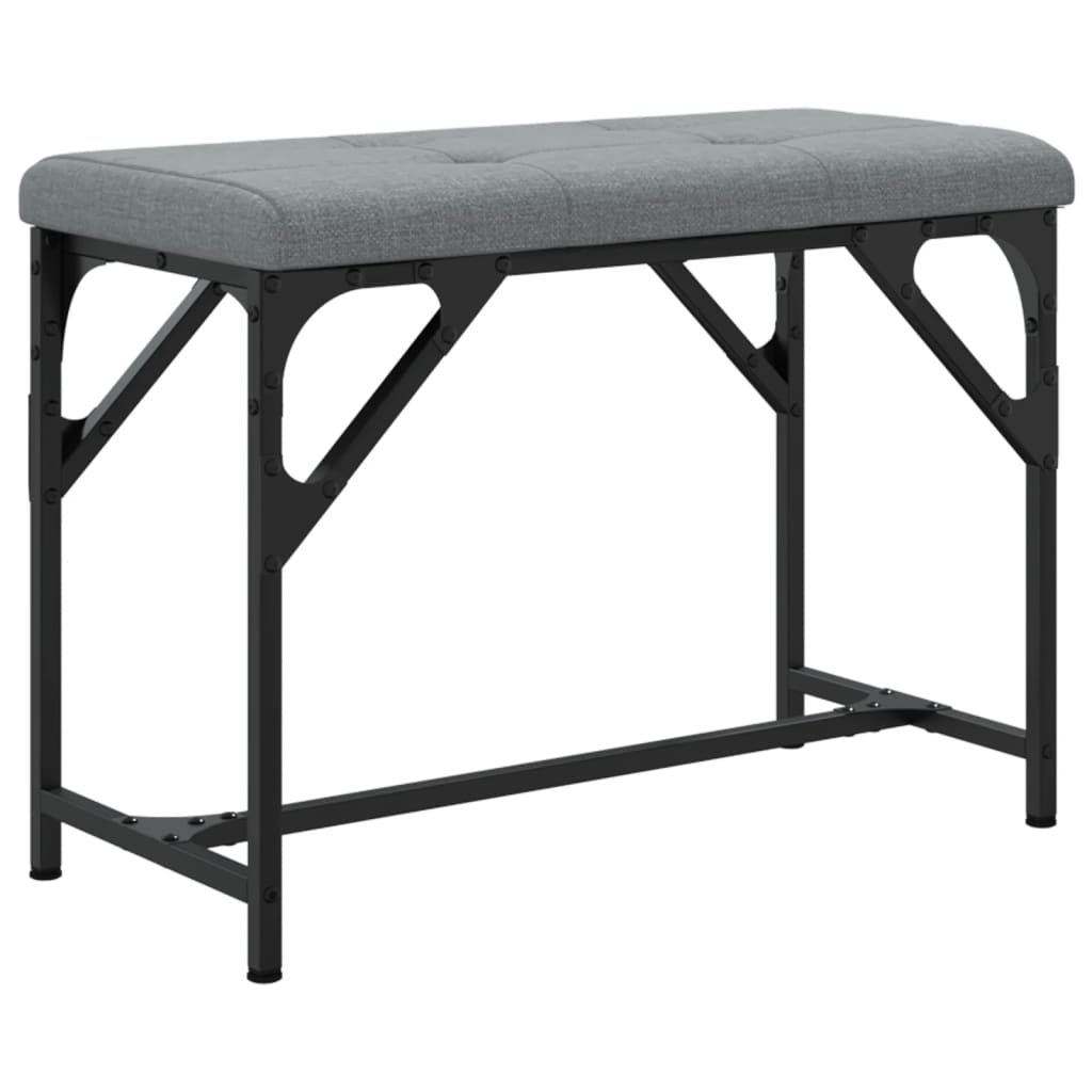 Light Grey Dining Bench - 62x32x45 cm, Steel & Fabric