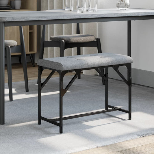 Light Grey Dining Bench - 62x32x45 cm, Steel & Fabric
