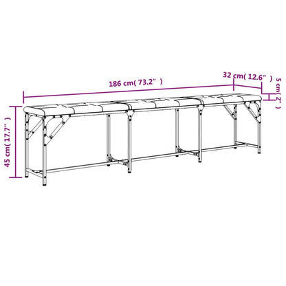 Light Grey Fabric Dining Bench - 186x32x45 cm Steel Frame