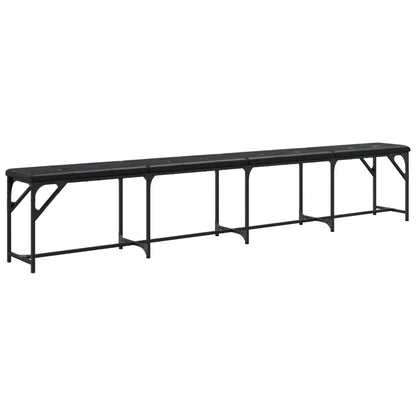 Black Faux Leather Dining Bench - 248x32x45 cm, Steel Frame