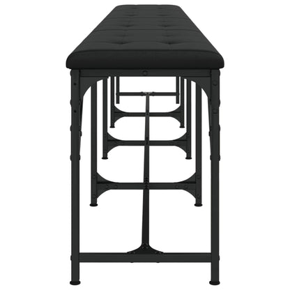 Black Faux Leather Dining Bench - 248x32x45 cm, Steel Frame