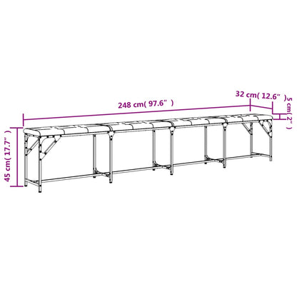 Black Faux Leather Dining Bench - 248x32x45 cm, Steel Frame