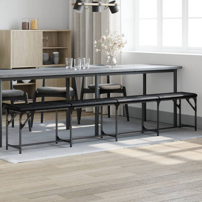 Black Faux Leather Dining Bench - 248x32x45 cm, Steel Frame