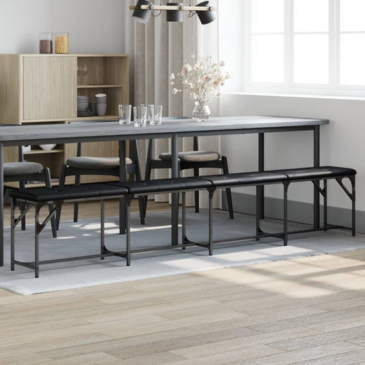 Black Faux Leather Dining Bench - 248x32x45 cm, Steel Frame
