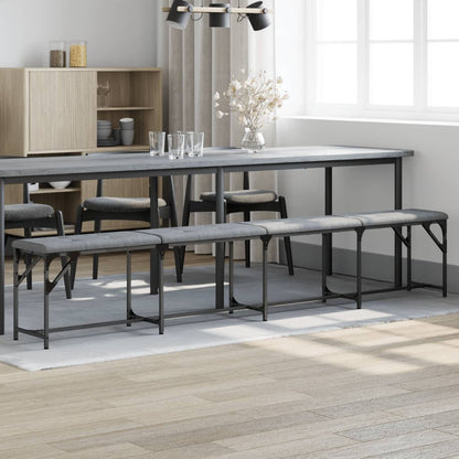 Light Grey Dining Bench - 248x32x45 cm, Steel & Fabric