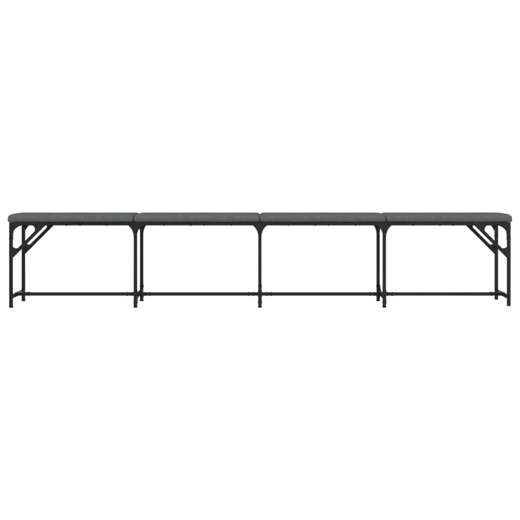 Dark Grey Fabric Dining Bench - Steel Frame, 248x32x45 cm
