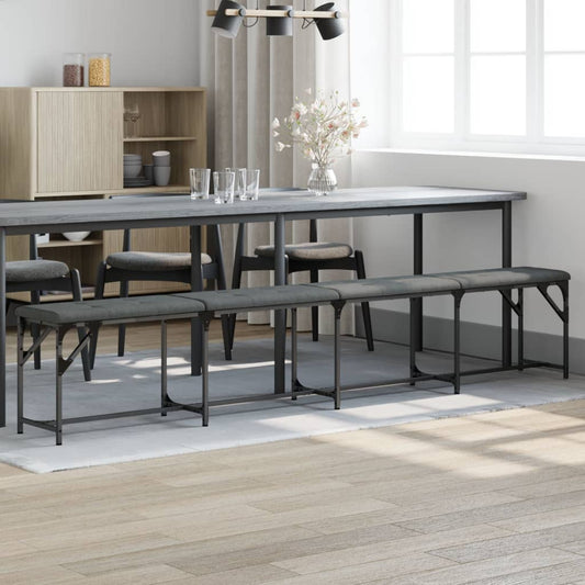 Dark Grey Fabric Dining Bench - Steel Frame, 248x32x45 cm