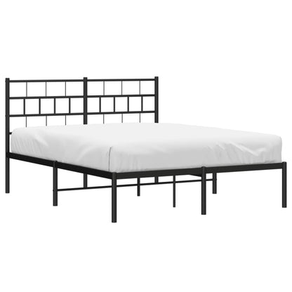 Black Metal Bed Frame with Headboard 140x200cm - No Mattress