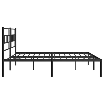 Black Metal Bed Frame with Headboard, 193x203cm - Sturdy and Stylish