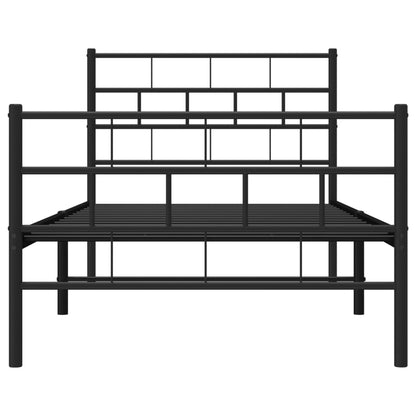 Black Metal Bed Frame 75x190cm with Footboard - No Mattress
