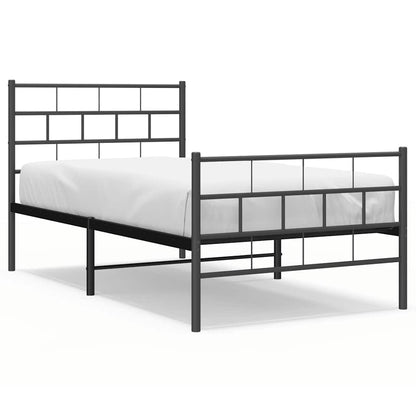 Black Metal Bed Frame with Footboard 100x190cm - No Mattress