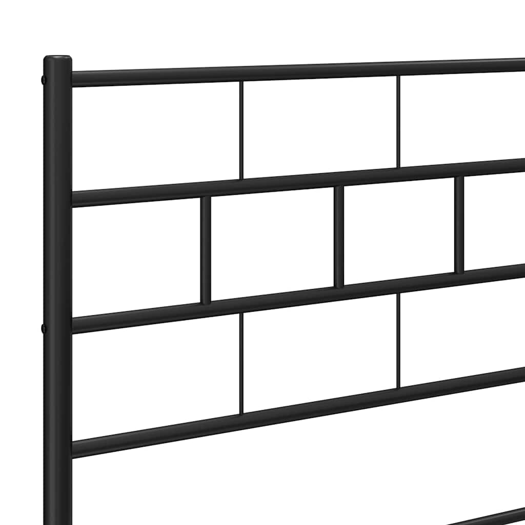 Black Metal Bed Frame with Footboard - 100x200cm, No Mattress
