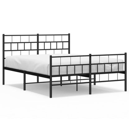 Elegant Black Metal Bed Frame 120x190cm with Footboard, No Mattress