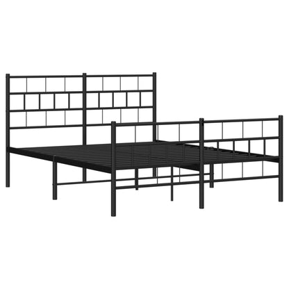 Elegant Black Metal Bed Frame 120x190cm with Footboard, No Mattress