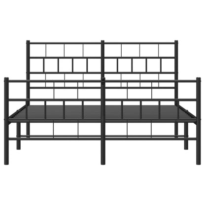 Elegant Black Metal Bed Frame 120x190cm with Footboard, No Mattress