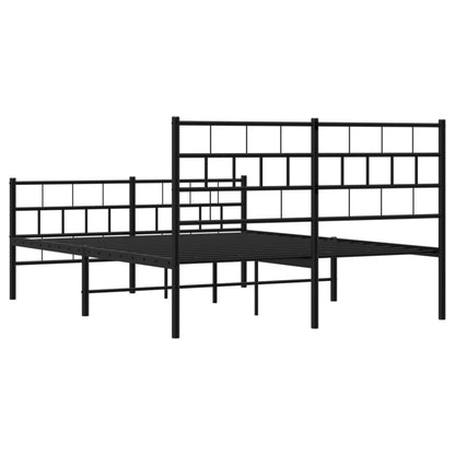 Elegant Black Metal Bed Frame 120x190cm with Footboard, No Mattress