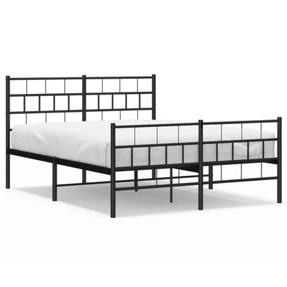 Elegant Black Metal Bed Frame with Footboard 120x200cm