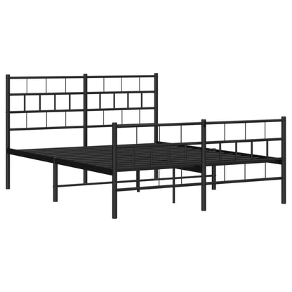 Elegant Black Metal Bed Frame with Footboard 120x200cm