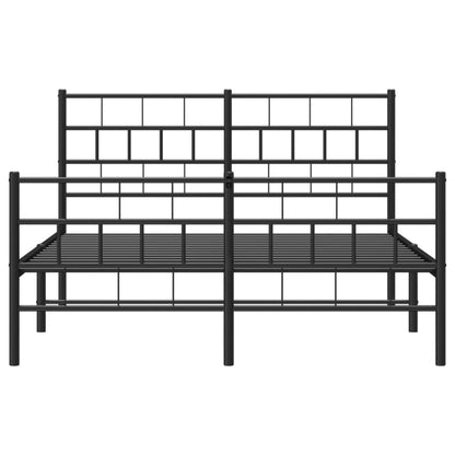 Elegant Black Metal Bed Frame with Footboard 120x200cm