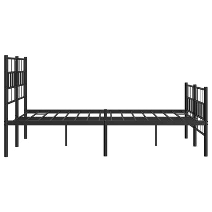 Elegant Black Metal Bed Frame with Footboard 120x200cm