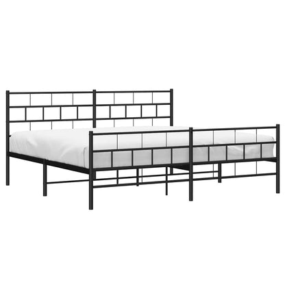 Black Metal Bed Frame with Footboard, 183x213cm, Mattress Not Included