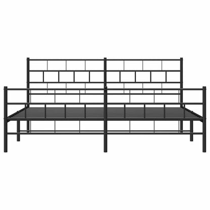 Black Metal Bed Frame with Footboard, 183x213cm, Mattress Not Included