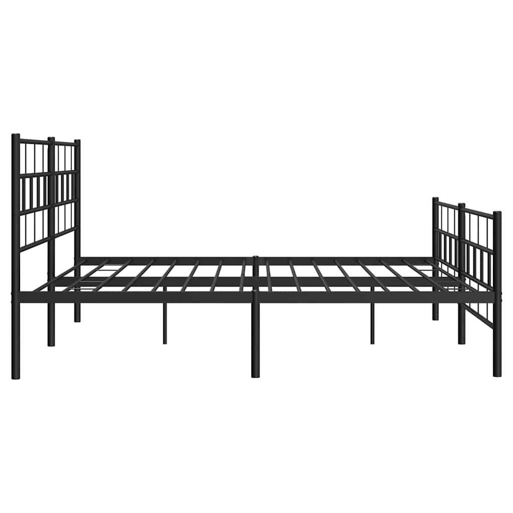 Black Metal Bed Frame with Footboard, 193x203cm - Sturdy Design