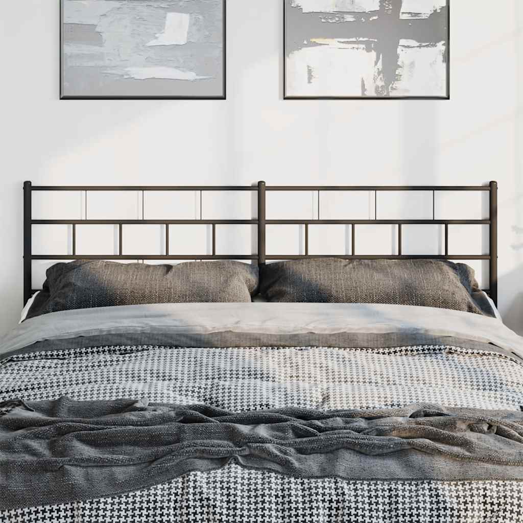 Sleek Black Metal Headboard - Elegant Design, 193 cm