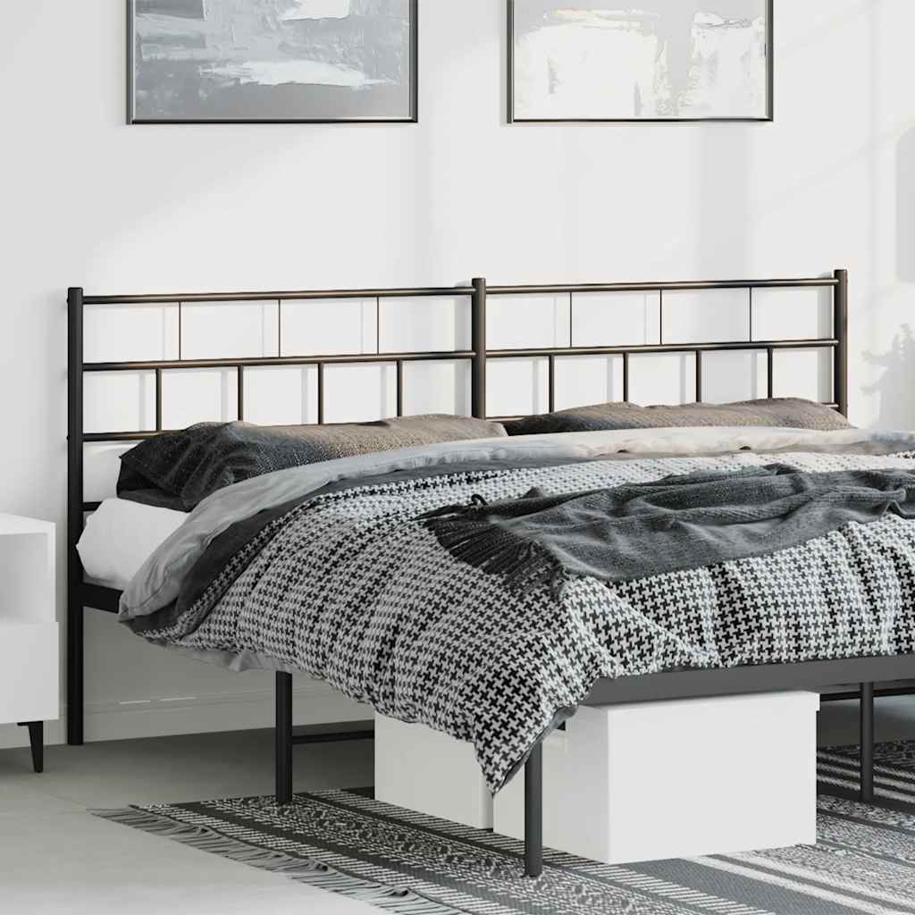 Sleek Black Metal Headboard - Elegant Design, 193 cm