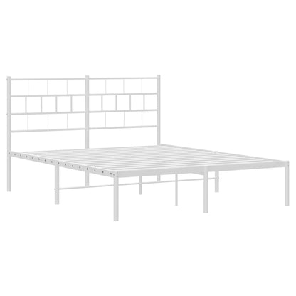 White Metal Bed Frame with Headboard, 120x190cm - No Mattress