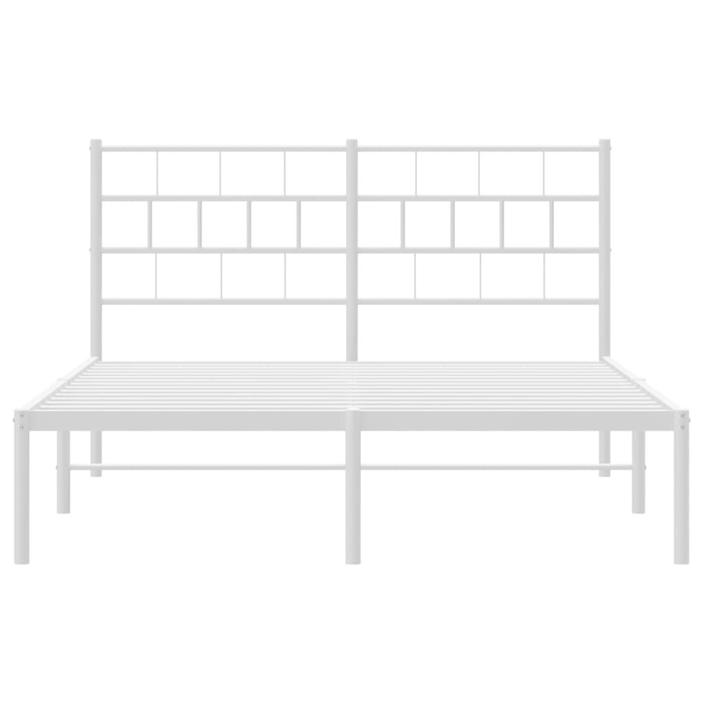 White Metal Bed Frame with Headboard, 120x190cm - No Mattress