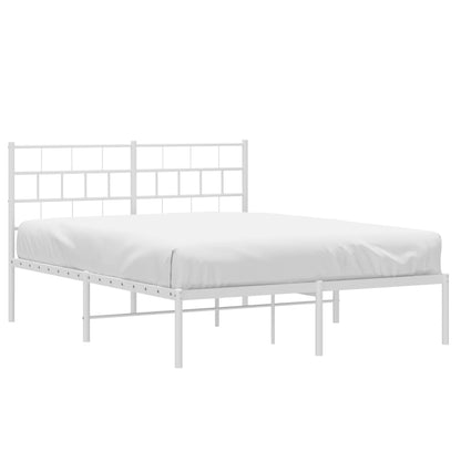 White Metal Bed Frame with Headboard - 120x200cm Sturdy Design