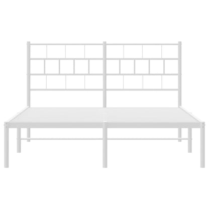 Metal Bed Frame without Mattress with Headboard White 140x190cm