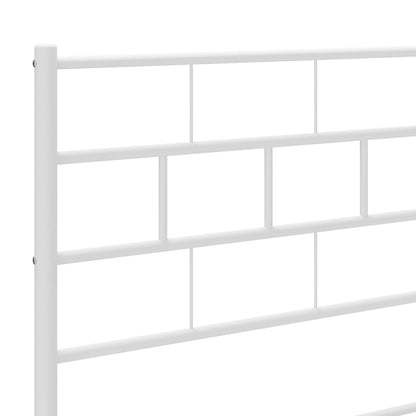Metal Bed Frame without Mattress with Headboard White 140x190cm